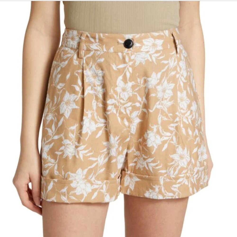 Women's 0 Rag & Bone Ivy Printed Floral Linen Shorts  Zipper Fly
